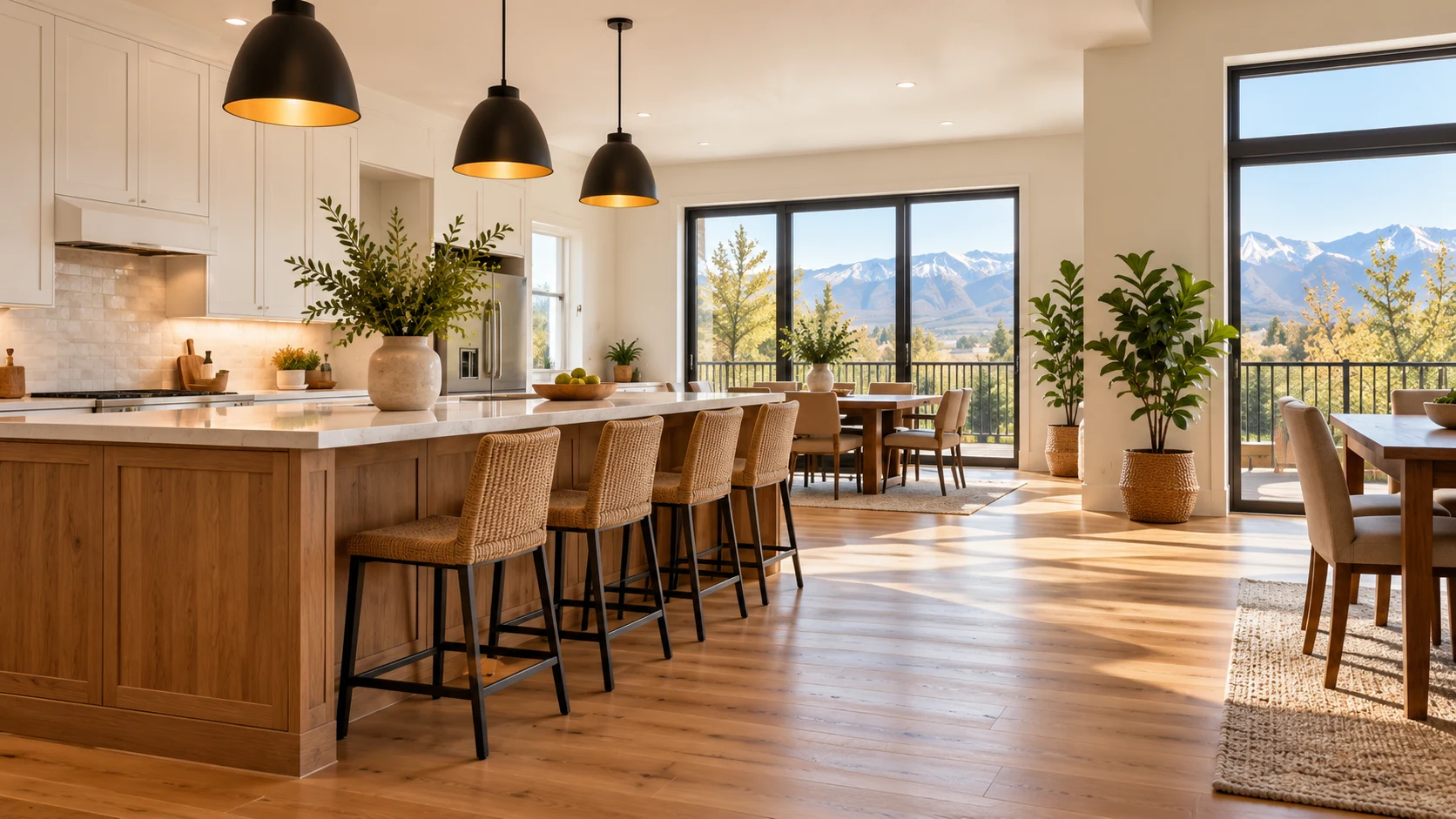 Bright kitchen with warm wood flooring