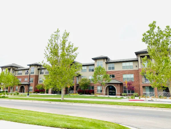 A finished community exterior beside landscaping.